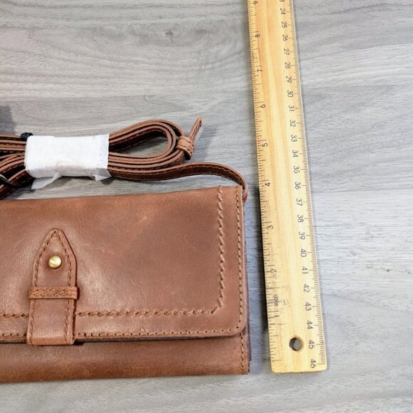 Crossbody Wallet Wristlet Purse Vegan Leather Brown - Picture 5 of 9